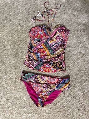 Bleu Rod Beattie Pink Multi-Color Paisley Tankini Set